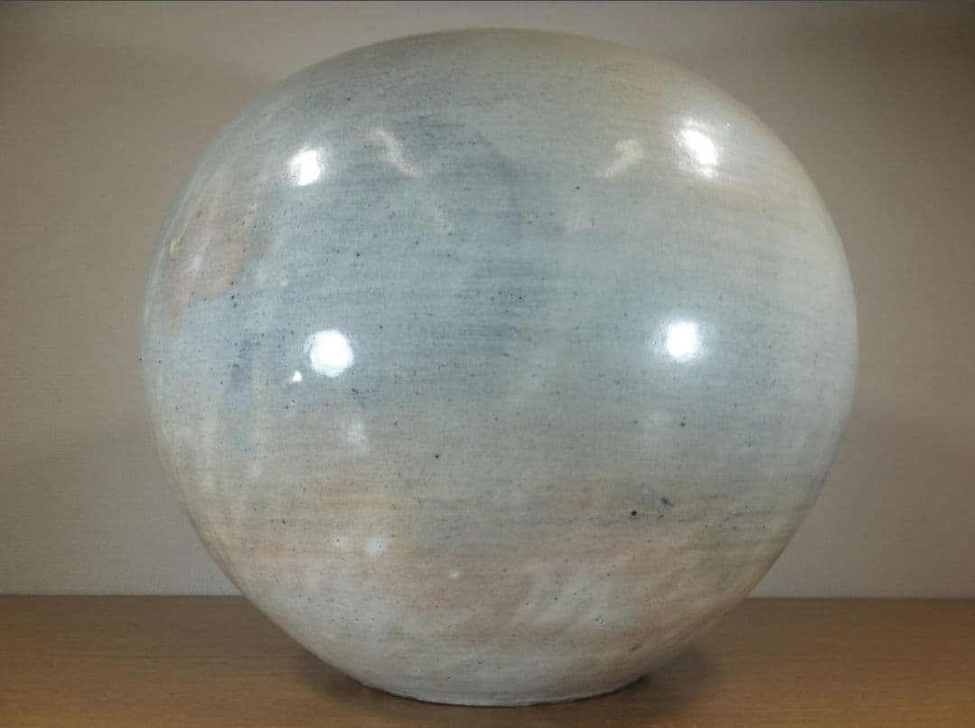 真作保証 小川哲男 大作 約33.2cm 粉引壷 日本工芸会 コレクター放出品