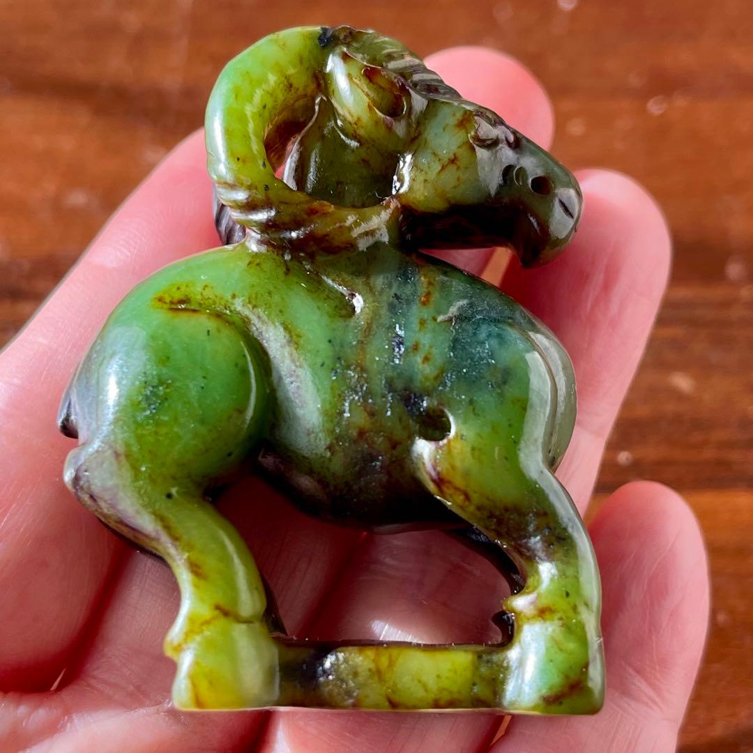高品質 和田玉 碧玉 古翡翠 彫刻 羊 ネフライト 軟玉 アンティーク 希少品