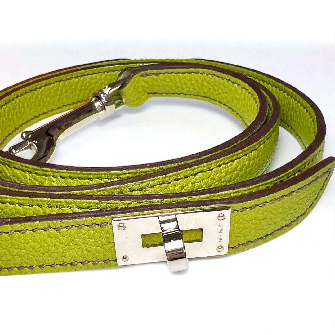 HERMES エルメス ケリー ドッグ リード グリーン 黄緑 革 犬 未使用