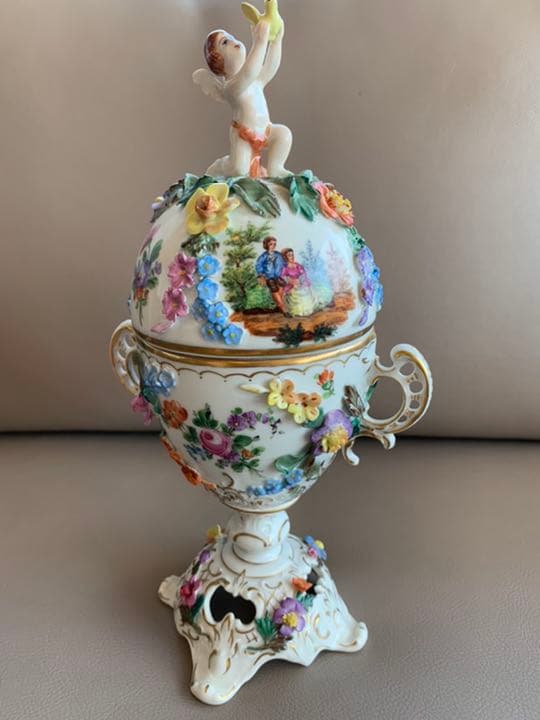 アンティークドレスデン　天使の壺