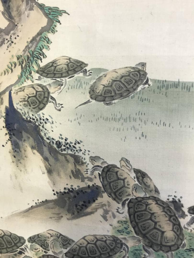 【模写】圓山応挙/円山応挙/寿老人/鶴亀/三幅対/掛軸☆宝船☆AH-641