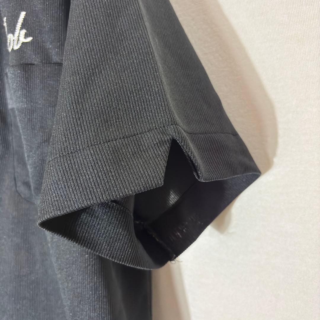 Vintage 70s【ブラックベース】チェーン刺繍 デカ襟 ボーリングシャツ