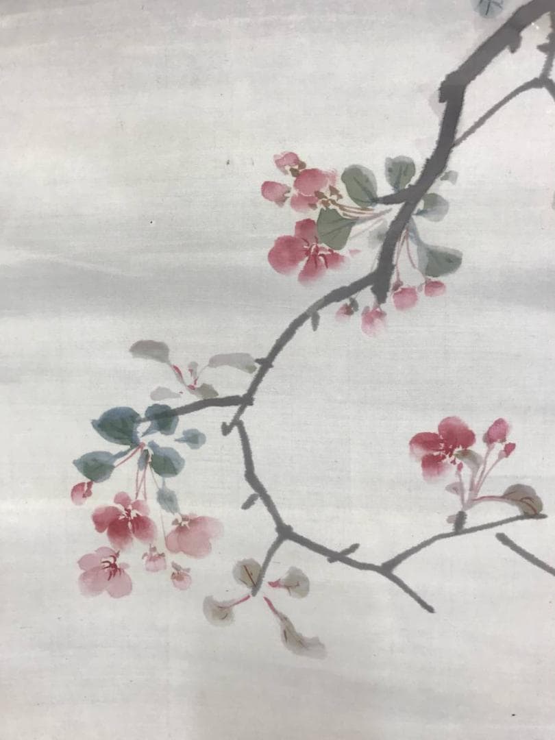 真作/土居錦谷/花木小禽図/花鳥図/掛軸/名家伝来/AE-166