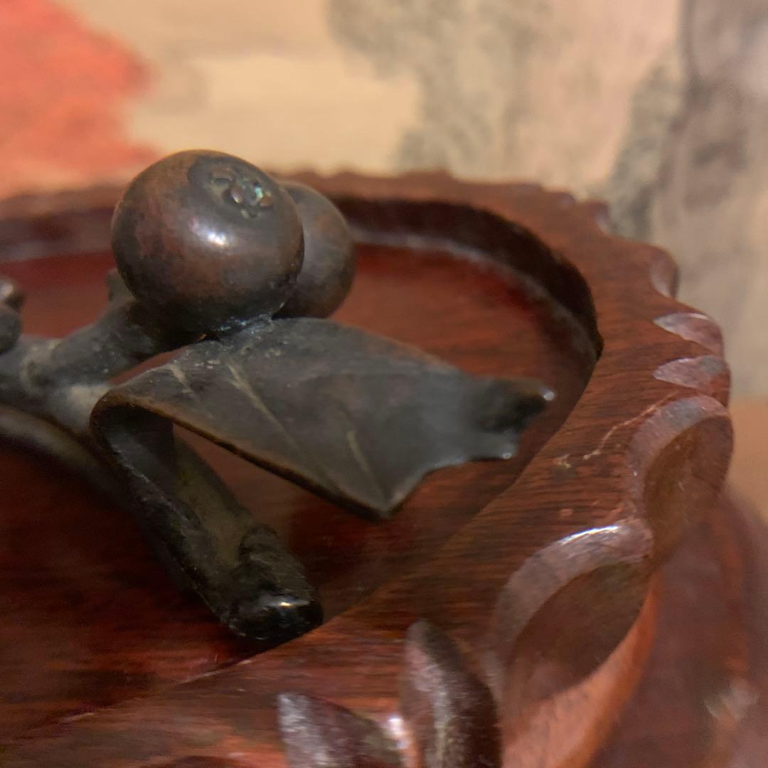 佐渡名工■三代本間琢斎 造 枇杷筆架　　共箱 215