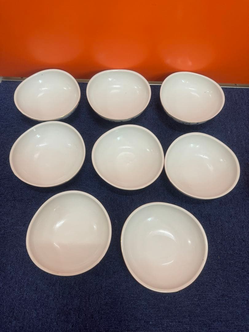 1699 深川製磁　花柄中鉢　8客　16cm 金彩