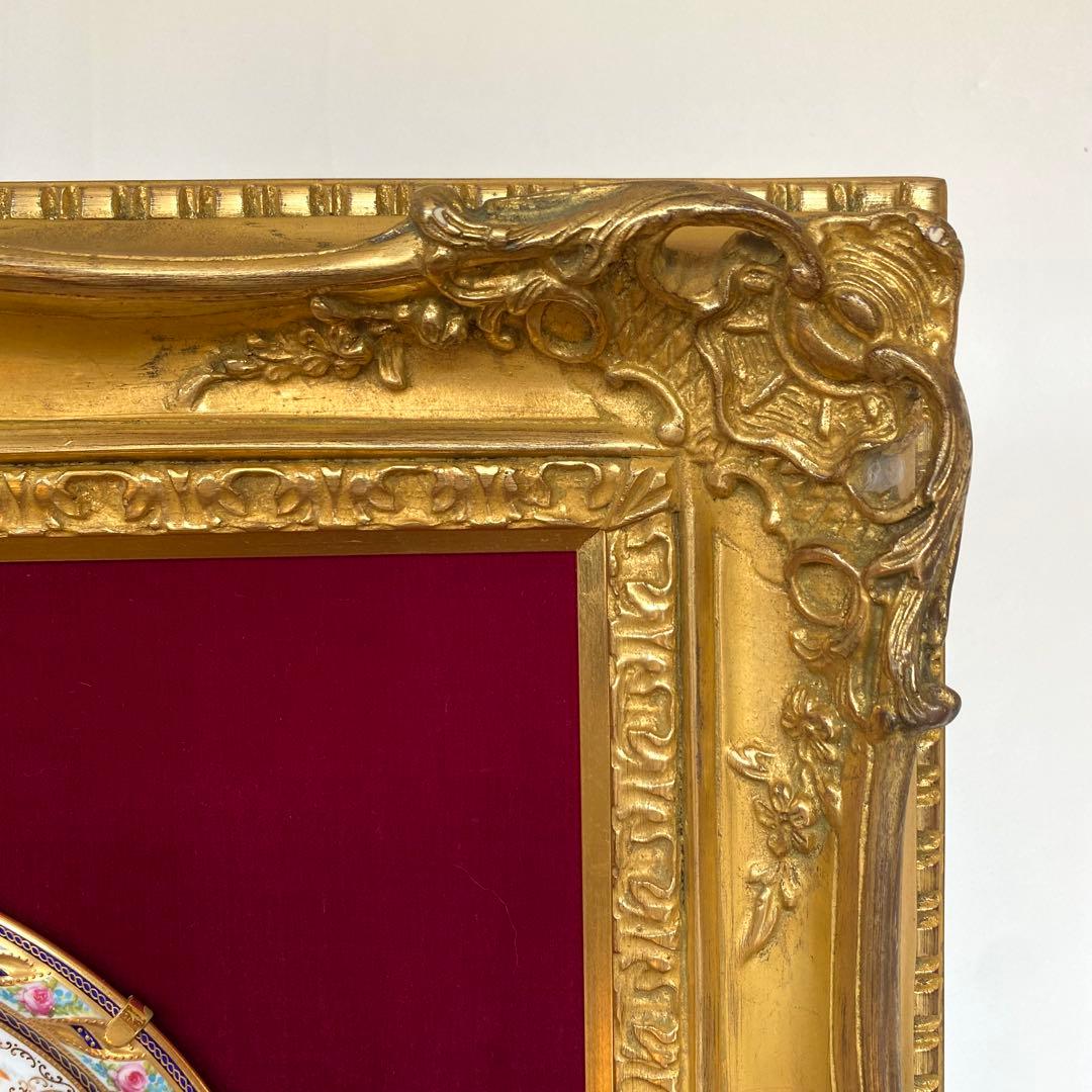 ビンテージ　CAULDON コウルドン　花柄陶器皿 壁掛　アート　額縁