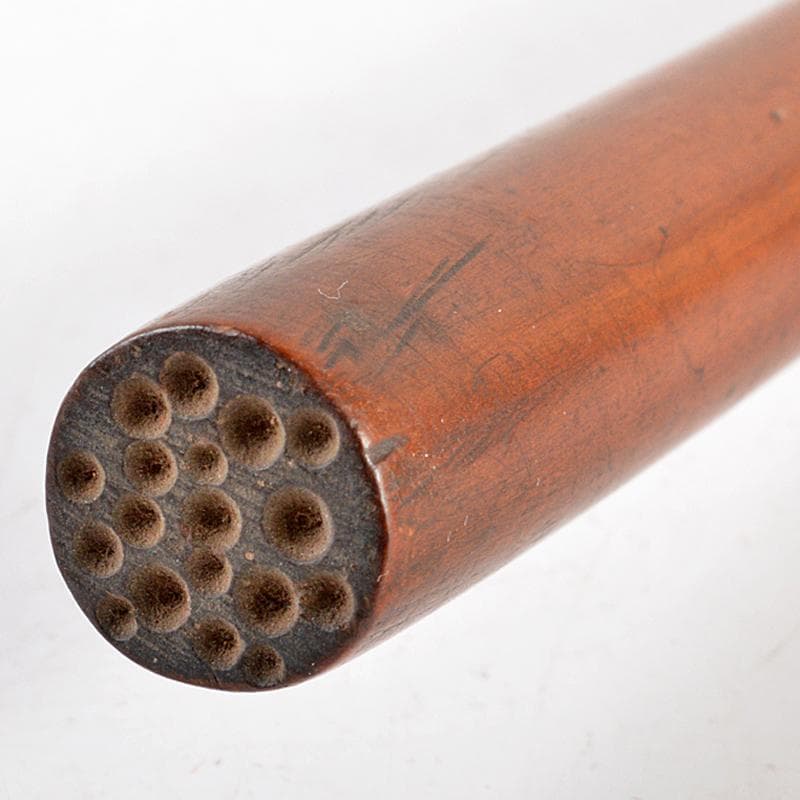 中国　唐木黄楊木彫刻　蓮の実に蜻蛉　如意　時代箱付　M　R5606