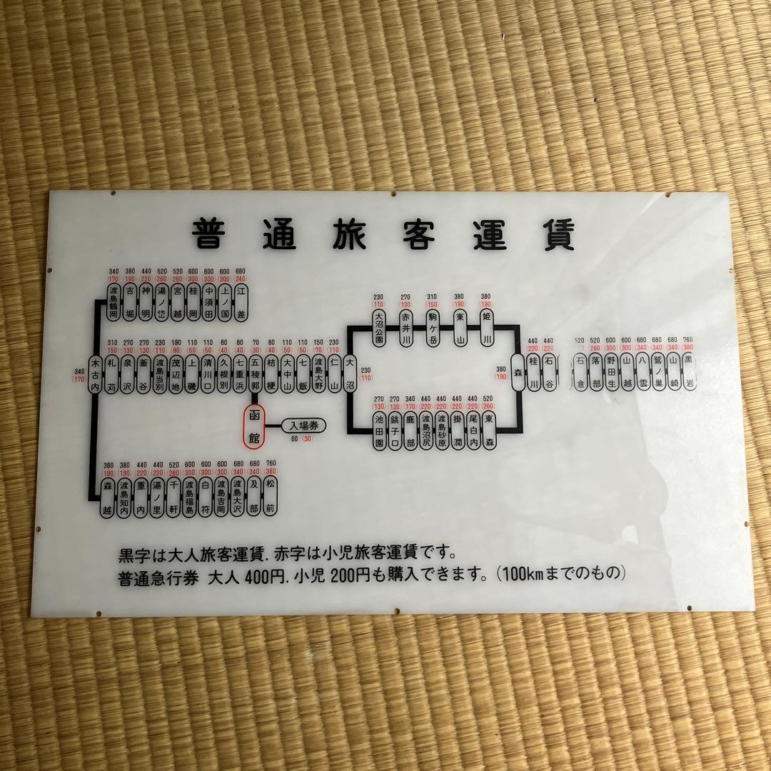 国鉄　函館駅　普通旅客運賃表　江差線　松前線　函館本線