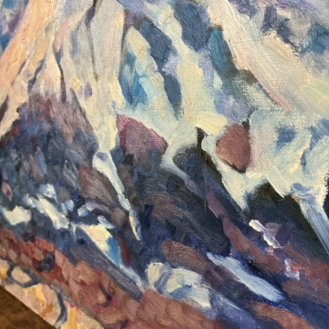 美品 藪野正雄「富士」キャンバスに油彩画 F8 直筆サイン入 豪華額装 二紀会