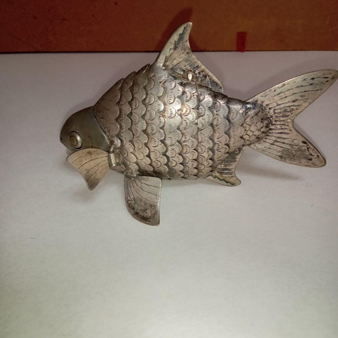 銀製自在置物金工細工　小