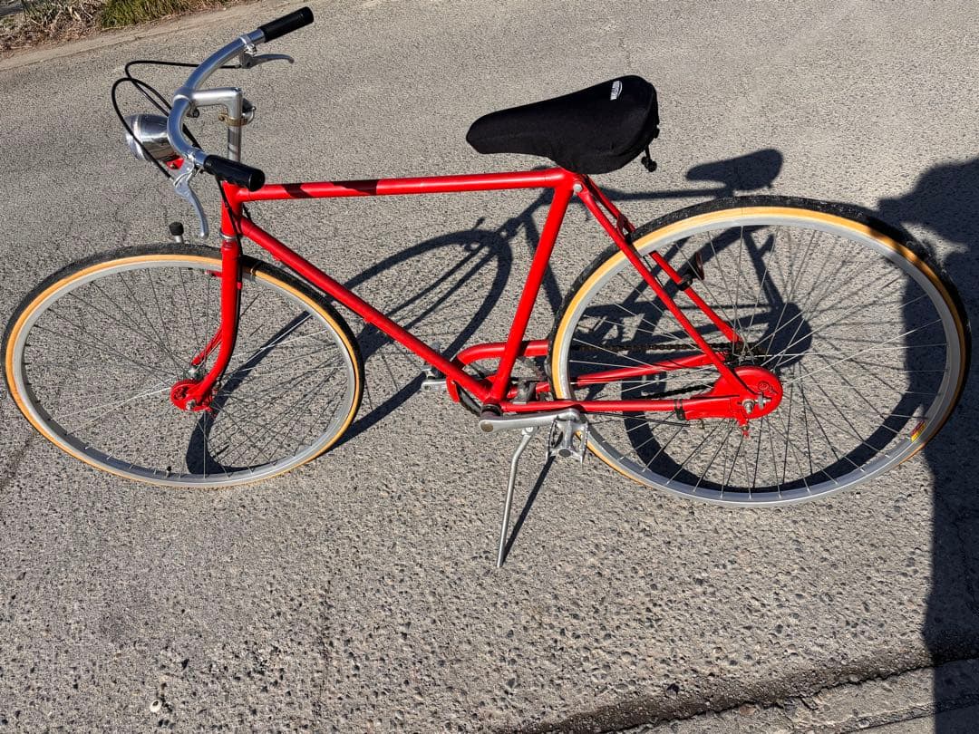 レトロ風 自転車 シングルギア 赤 中古 現状渡し