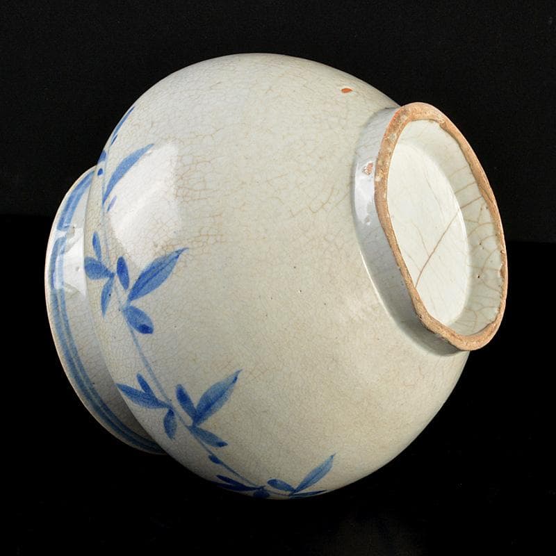 李朝　染付　花卉文　壷　花瓶　C　6288