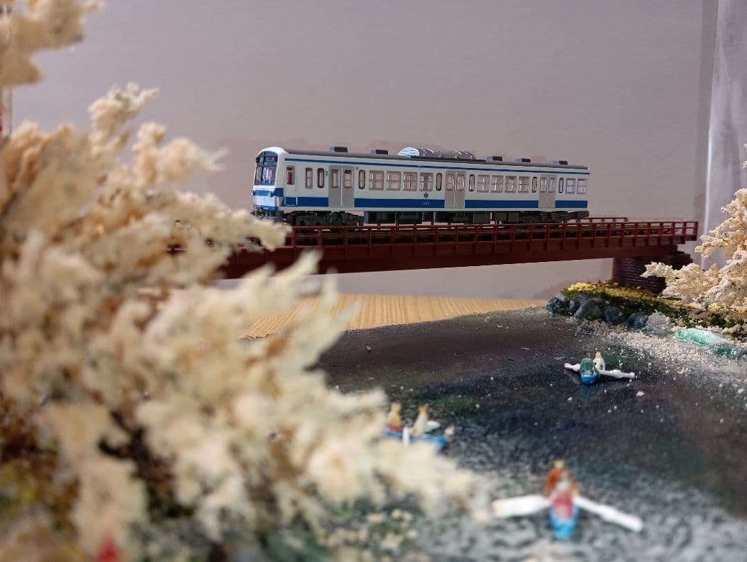 Nゲージ 鉄道模型 桜の風景ジオラマ（その4)