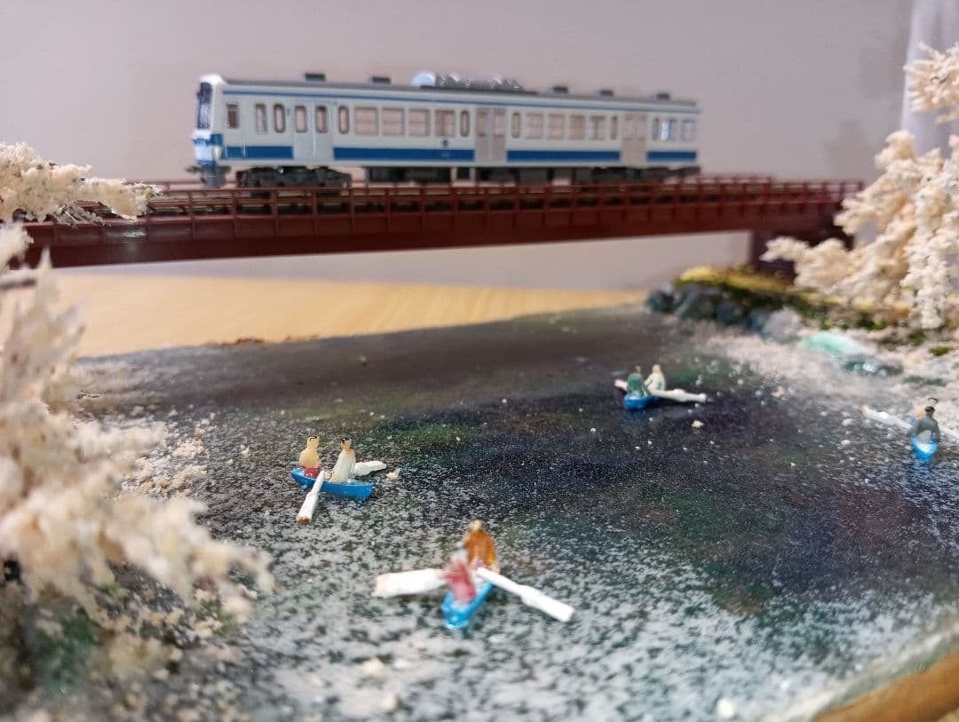 Nゲージ 鉄道模型 桜の風景ジオラマ（その4)