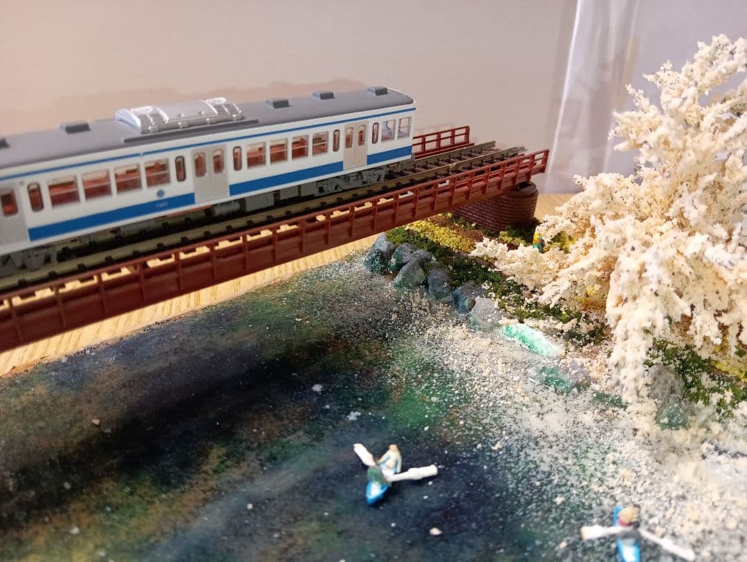 Nゲージ 鉄道模型 桜の風景ジオラマ（その4)