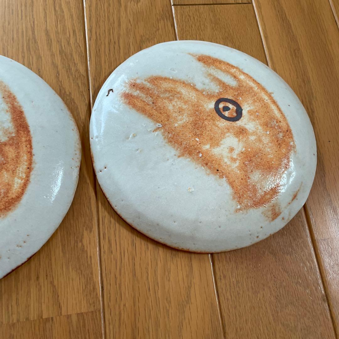 仙山窯 安藤日出武 作 絵志野 平皿 幅約20cm 丸皿約19cm 共箱付