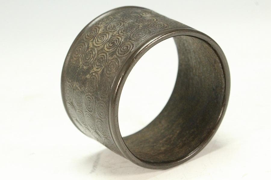 茶道具 古銅 渦模様 蓋置 時代箱 希少(K-XA864)