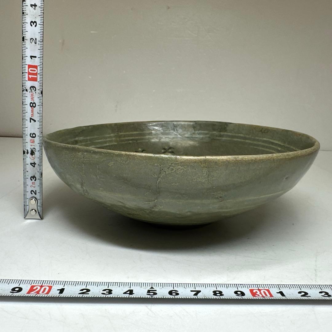 古代　高麗青磁　白泥象嵌鉢　幅約18.8㎝　東さ7-0414④