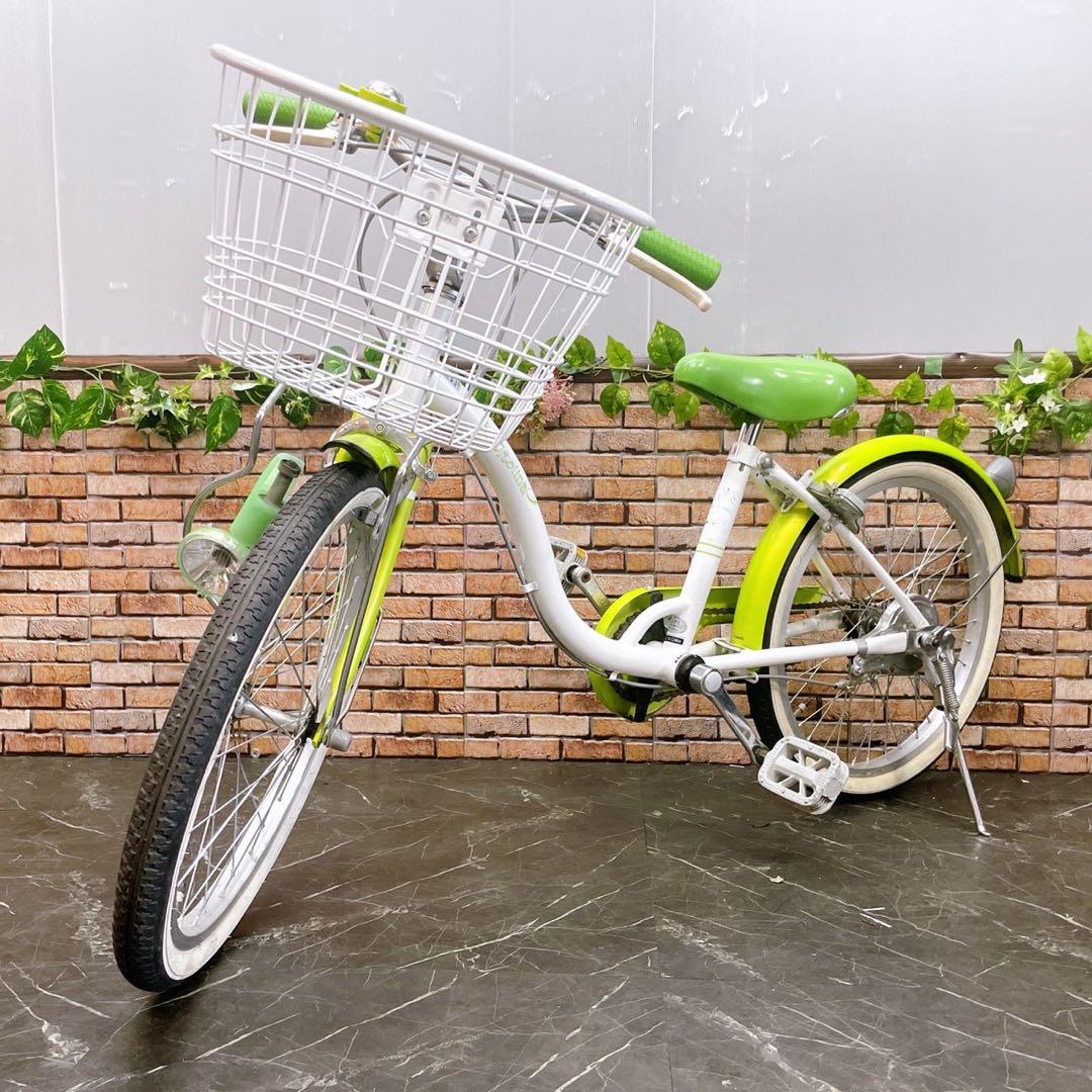 【42】子供用自転車 子供車 picolina ホワイト×黄緑 20インチ