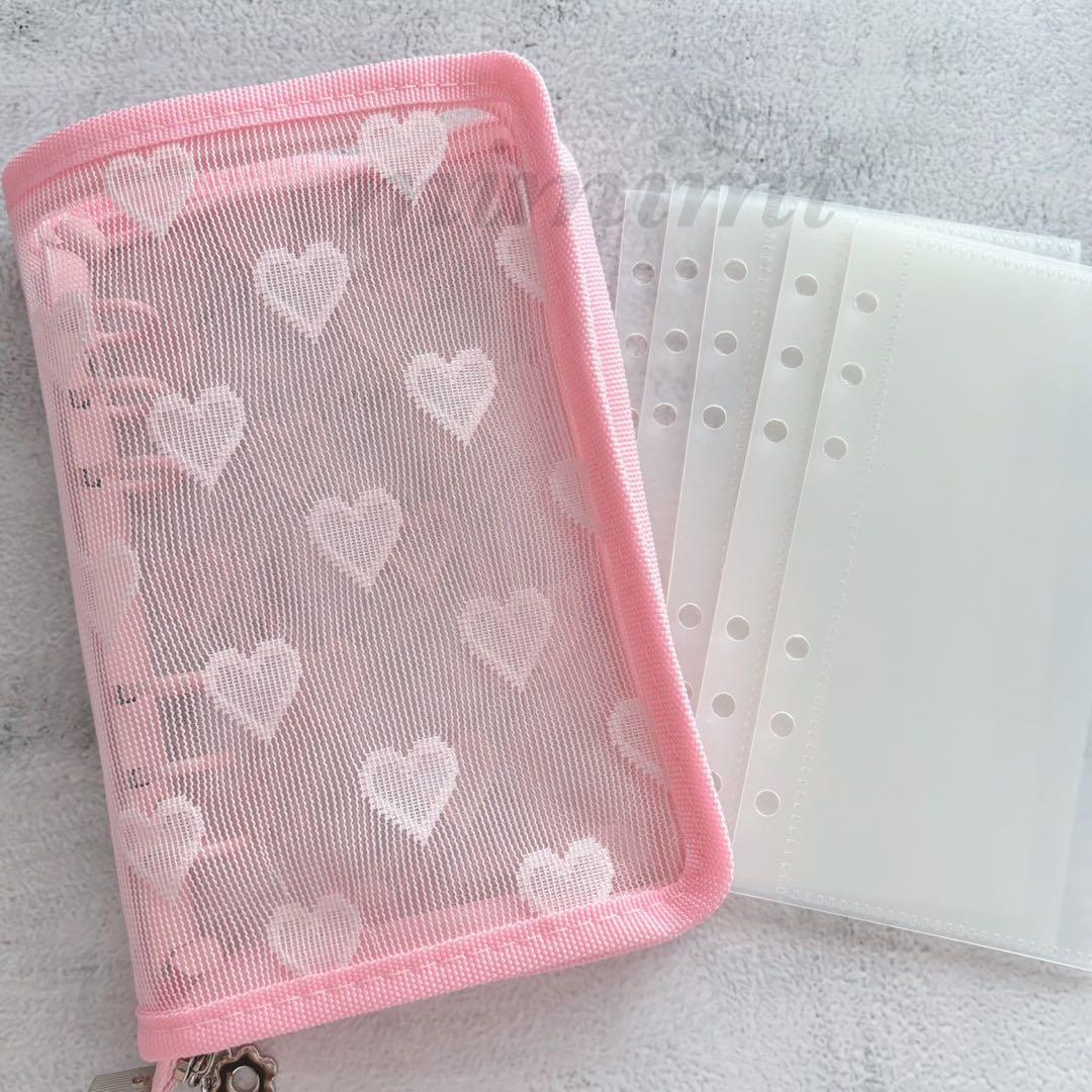 A6バインダー 手帳 saving バインダー貯金 クリア リフィル 家計ピンク