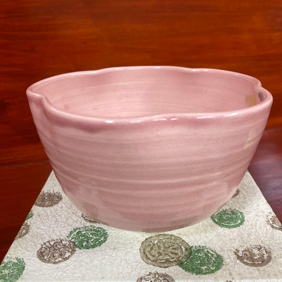 清水焼　茶碗　山口剛明作　色絵桜抹茶碗