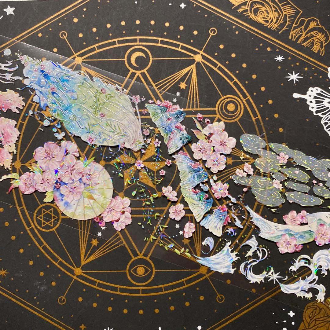 【9254】海外　マステ　中古巻　貝殻光マスキングテープ　半透明　自然風景