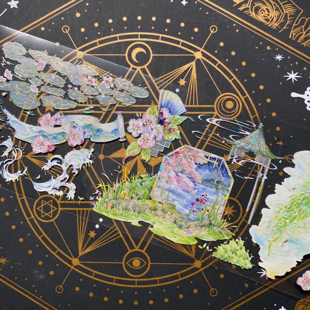 【9254】海外　マステ　中古巻　貝殻光マスキングテープ　半透明　自然風景