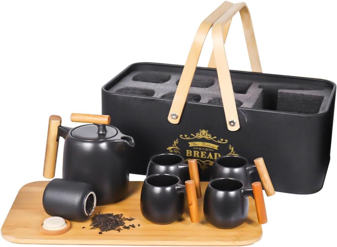 SOTECH ティーセットギフトアウトドア おしゃれ 携帯旅行茶器 木細工金属箱