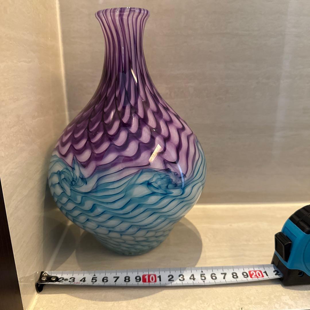 北一硝子 波模様 ガラス花瓶 アウトレット