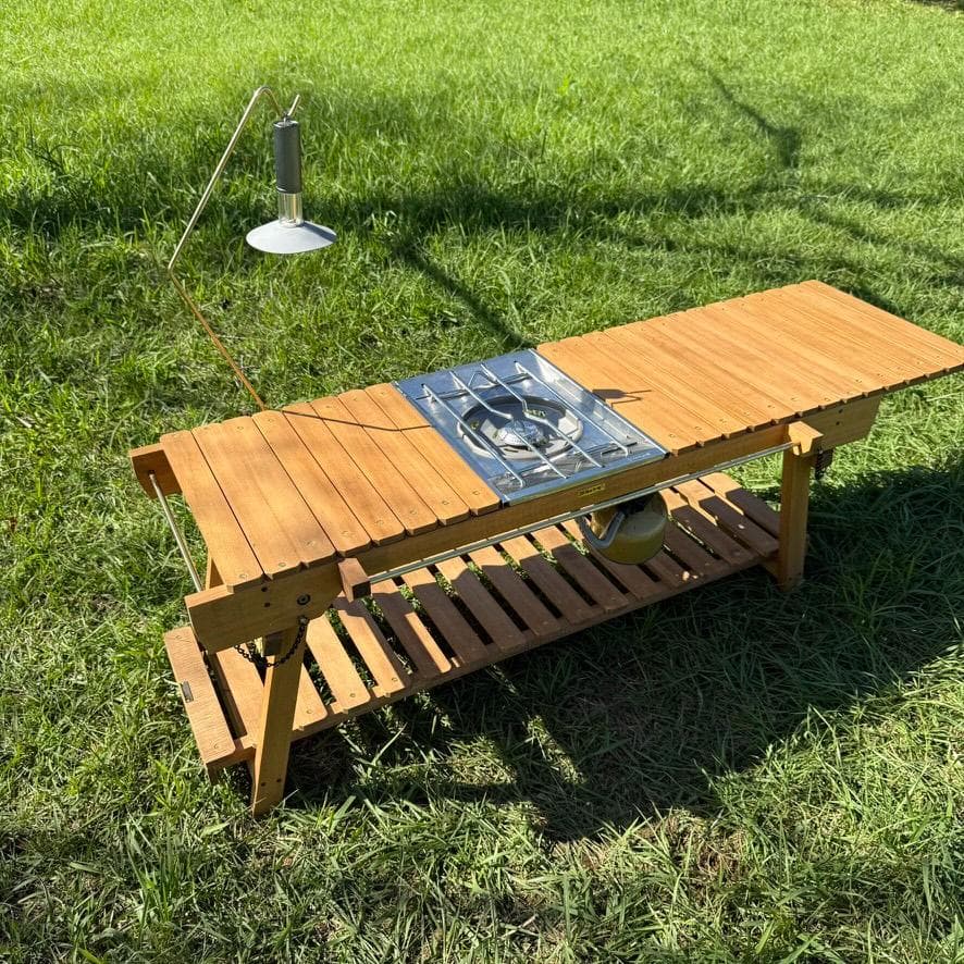 IGT対応 ウッドテーブル ラスティックパイン 真鍮 折たたみ キャンプテーブル