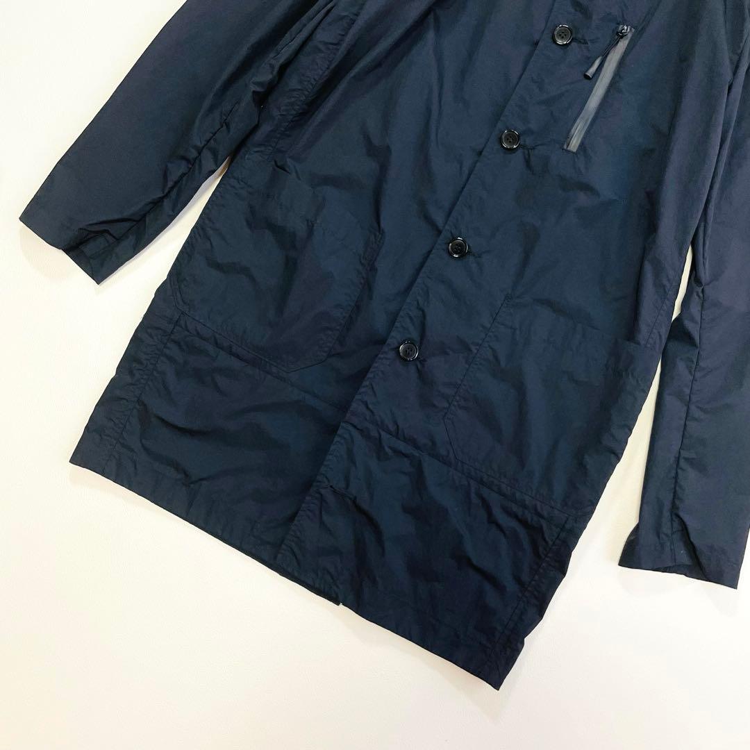 6374【美品】TFW49 ステンカラーコート　撥水　ナイロン　ブラック