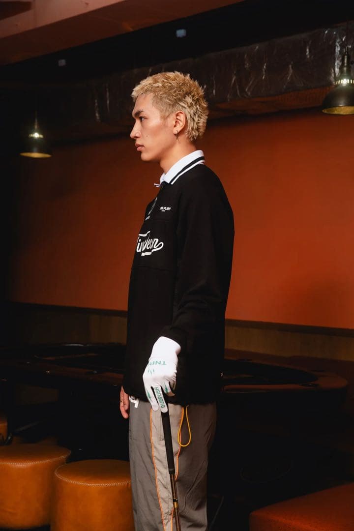 TNRCN HALF ZIP POLO BLACK RUFFLOG サイズL