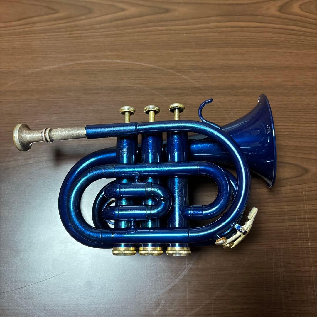 J.Michael 青 ポケットトランペット 本体 ケース付き