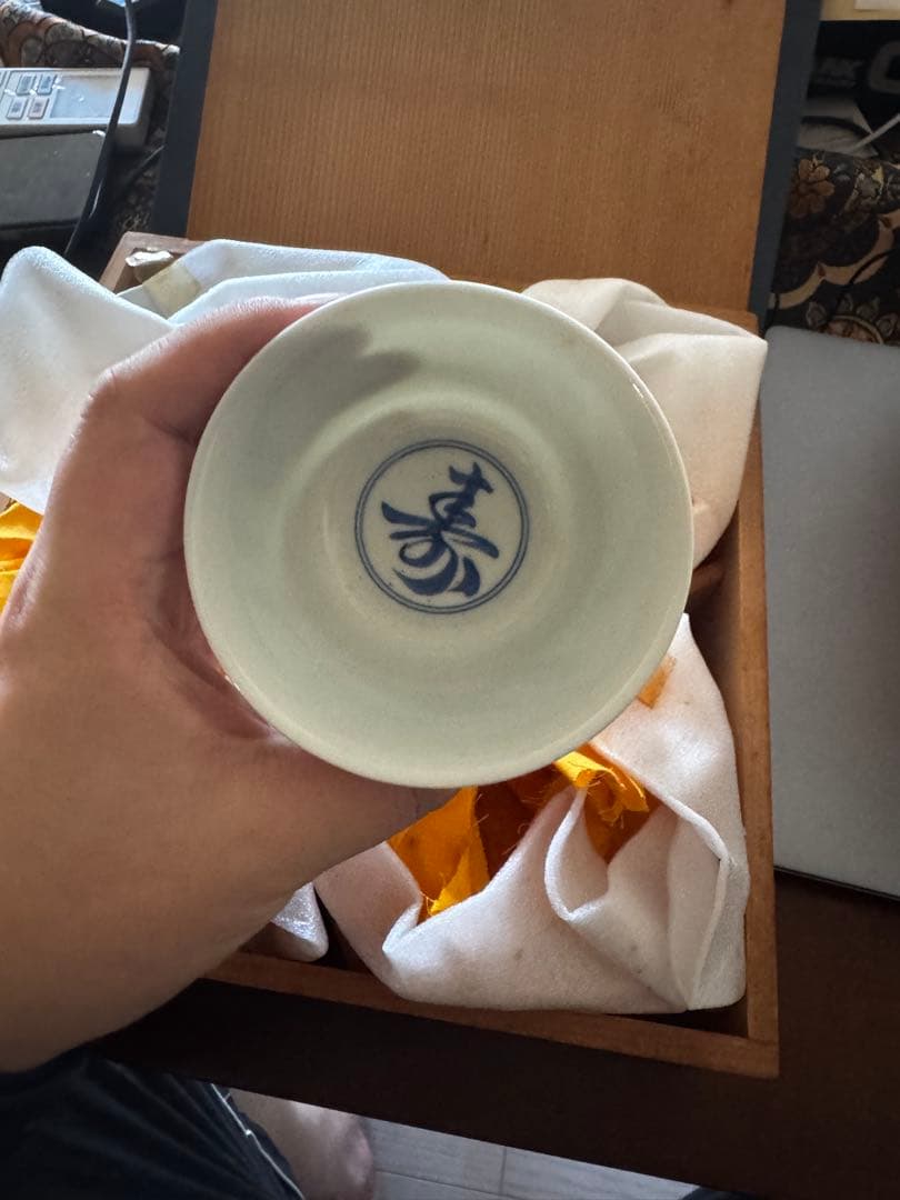 極上品・共箱・五客揃い 白磁 取盃揃／青白磁 喜銘／通透釉肌の極・工芸美術級