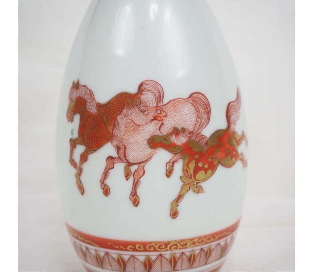 送料無料　橋田遊松造　細密金彩赤絵酒器セット 時代九谷焼 共箱