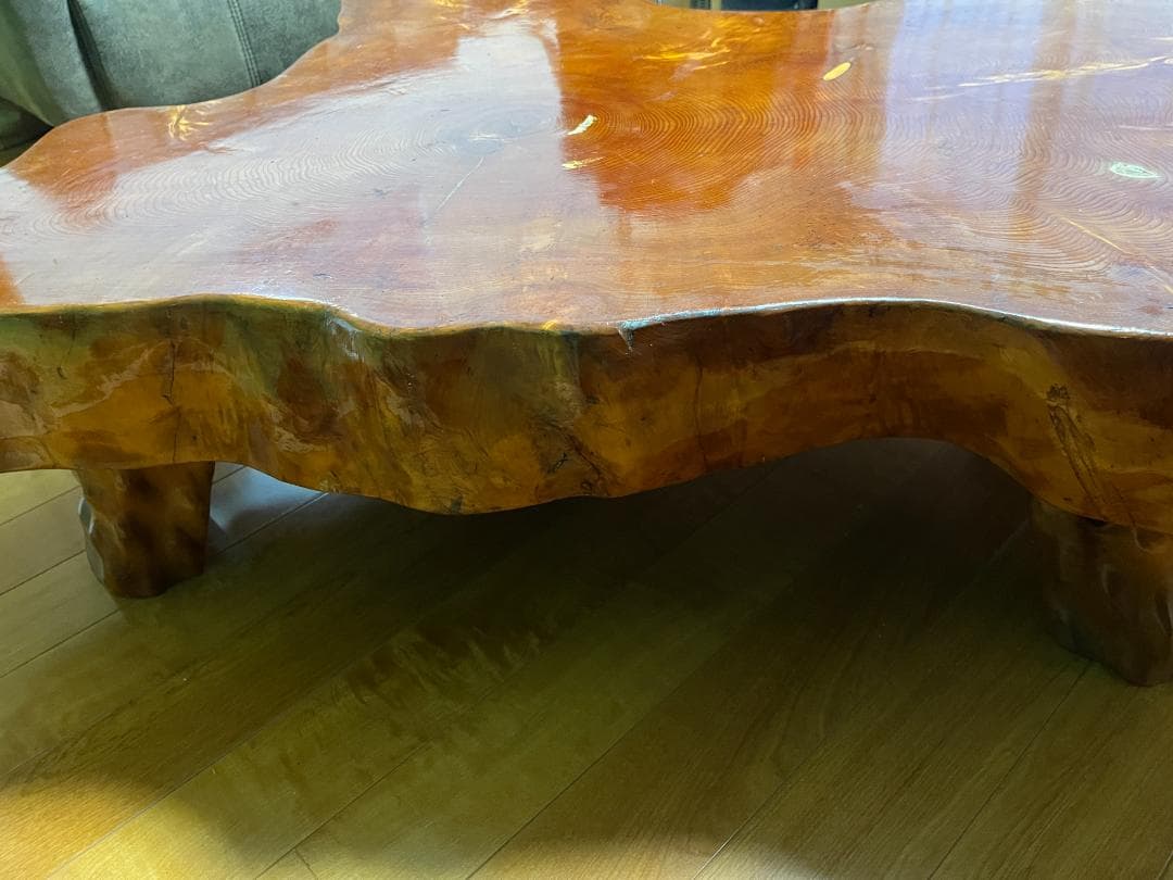 【天然木 一枚板】欅 ケヤキ テーブル 光沢仕上げ 140×70cm 60kg