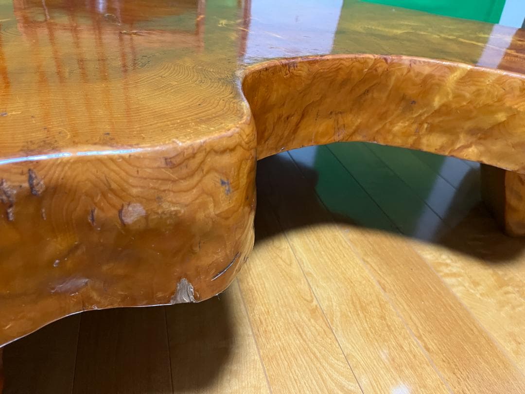 【天然木 一枚板】欅 ケヤキ テーブル 光沢仕上げ 140×70cm 60kg