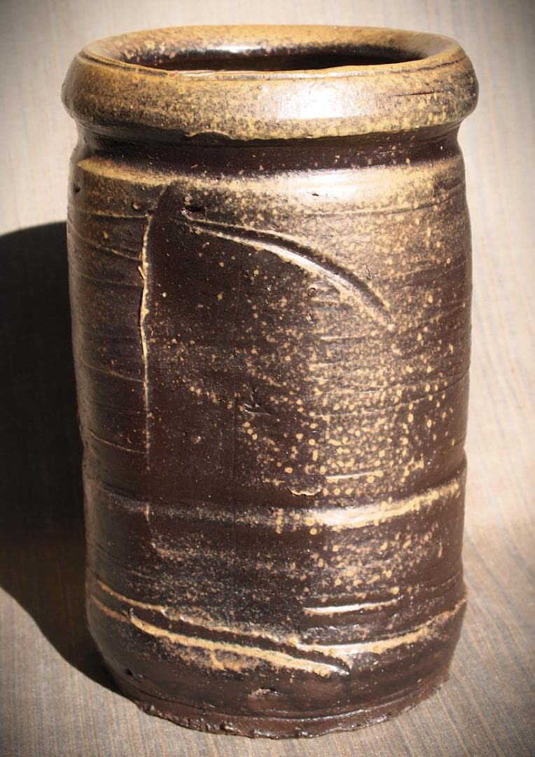 希少作★森陶岳★黒備前花入【寒風】★共箱