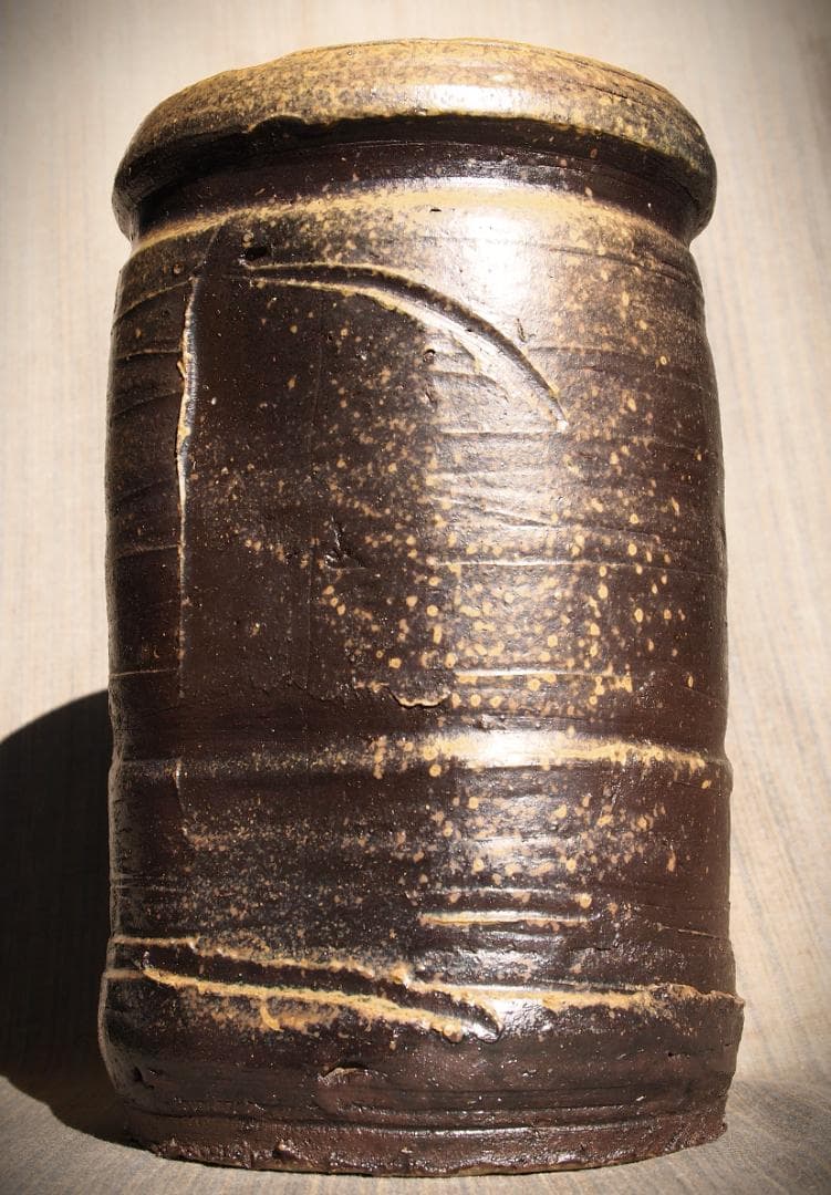 希少作★森陶岳★黒備前花入【寒風】★共箱