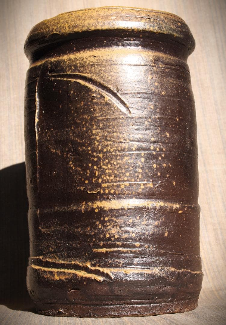 希少作★森陶岳★黒備前花入【寒風】★共箱