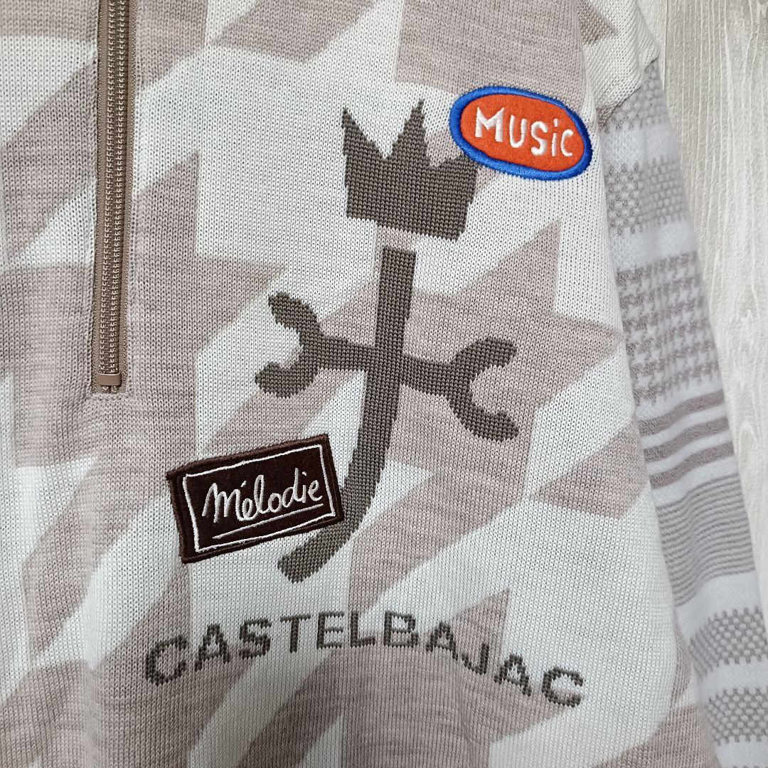 新品 カステルバジャック ハーフジップ セーター L 星柄 ベージュ ゴルフ