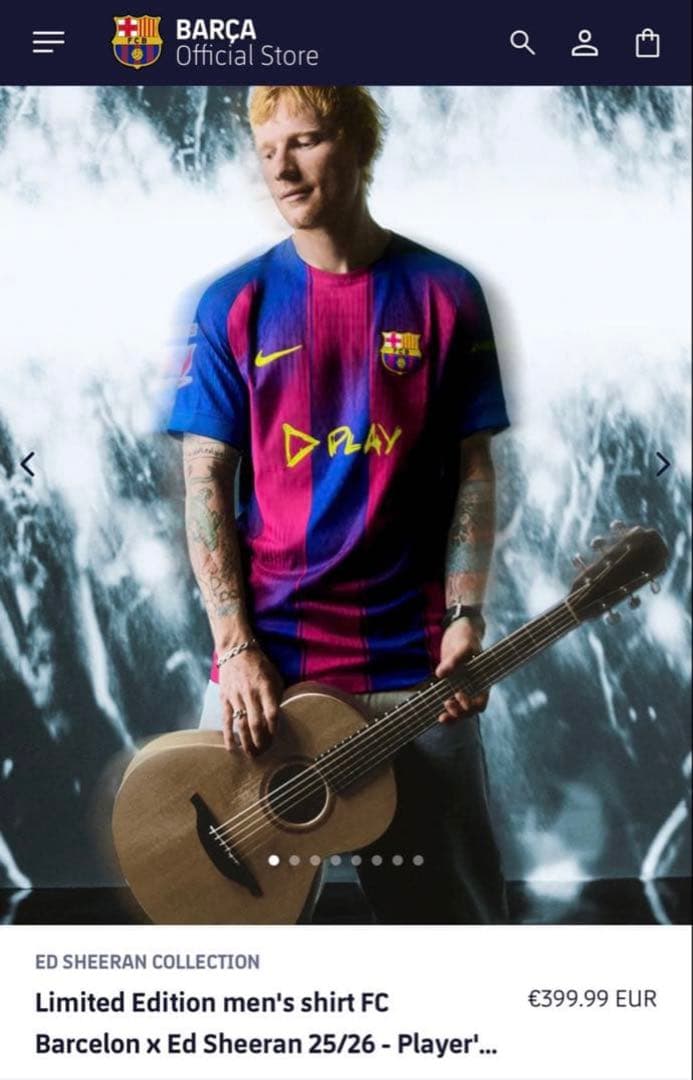 FCバルセロナ×エドシーラン オーセンティックユニフォーム　背番号8 ペドリ