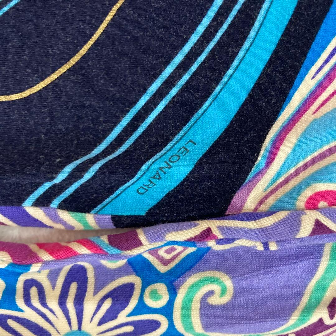 レオナール　ペイズリー　L ハイネック　カットソー　ゴルフ　マルチカラー　伸縮性