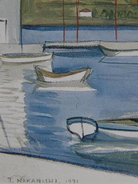 中西 利雄、滞船、希少な額装用画集より、美品、新品額装付