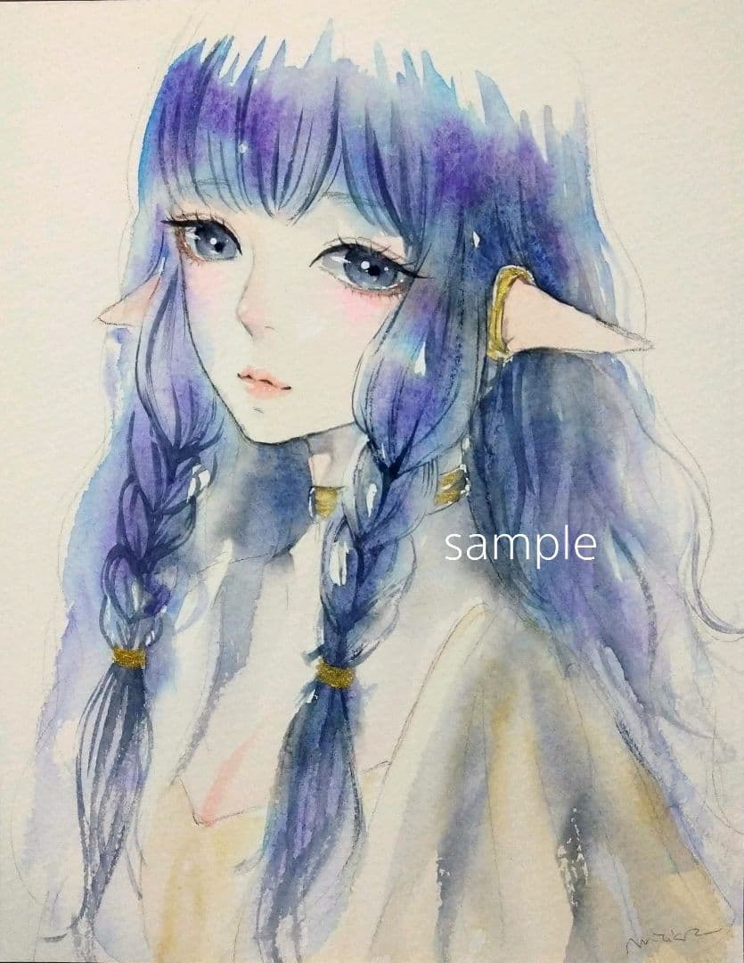 24417A 絵画 手描きイラスト　水彩画　ファンタジー　オリジナル