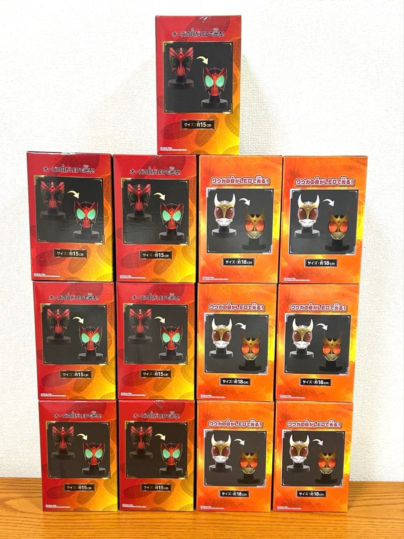 仮面ライダーオーズ BIGサイズソフビ マスクディスプレイ　オーズ　クウガ13個