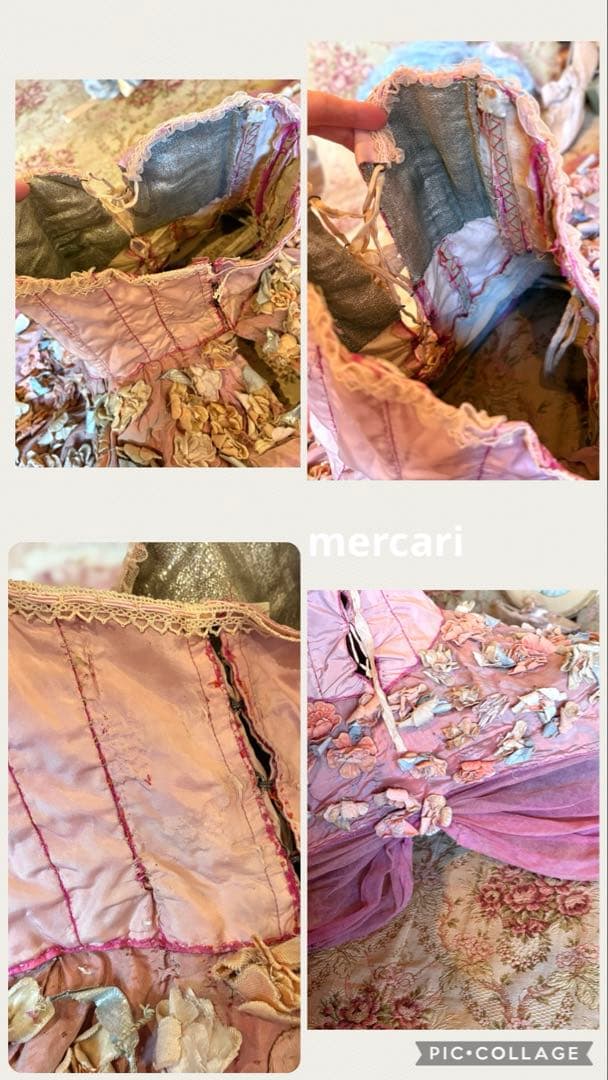 ★SALE★フランス アンティーク　稀少　布花　パニエ　クリノリン