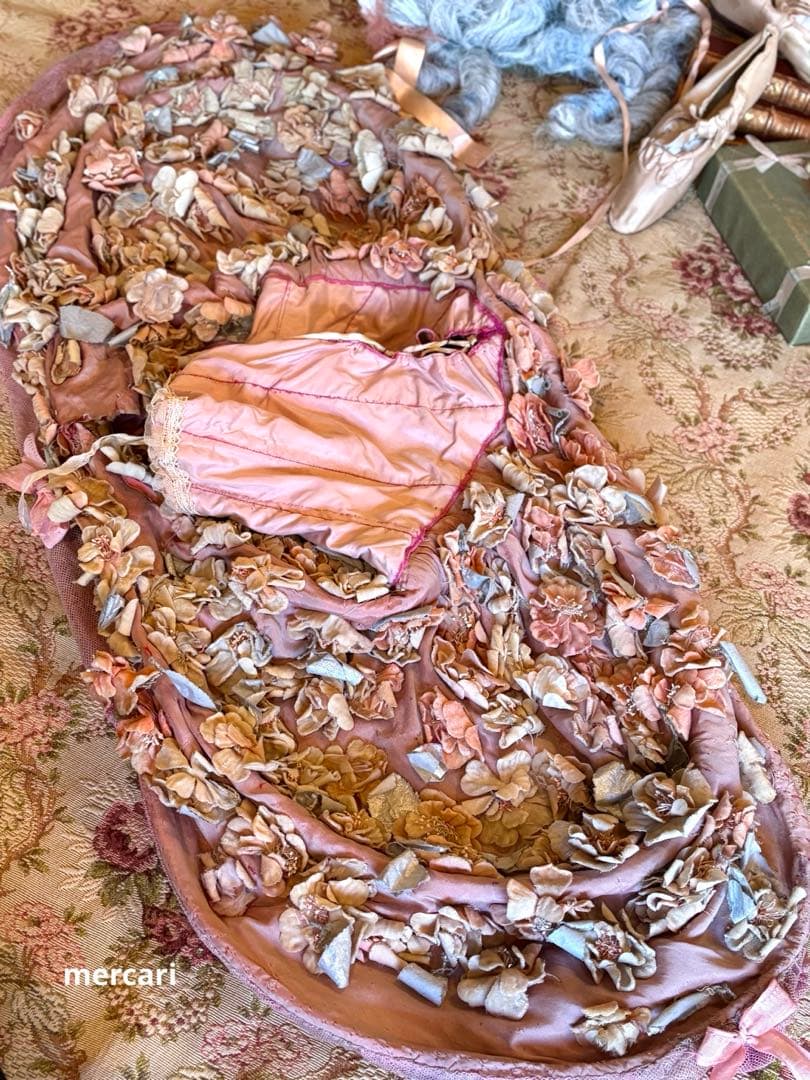 ★SALE★フランス アンティーク　稀少　布花　パニエ　クリノリン