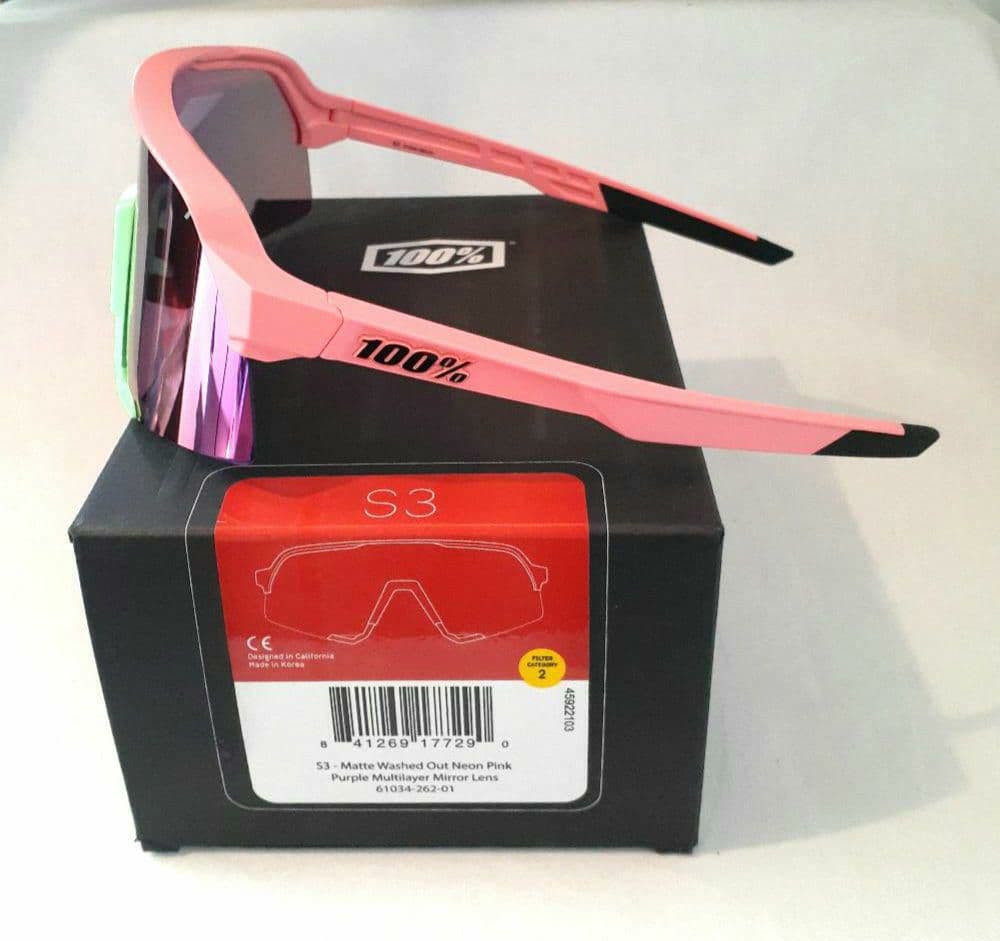 ほり 100% S3 ネオンピンク パープルミラーレンズ ワンハンドレッド