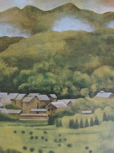 上原卓、【しぐれる里】、希少な額装用画集より、新品額装付、状態良好